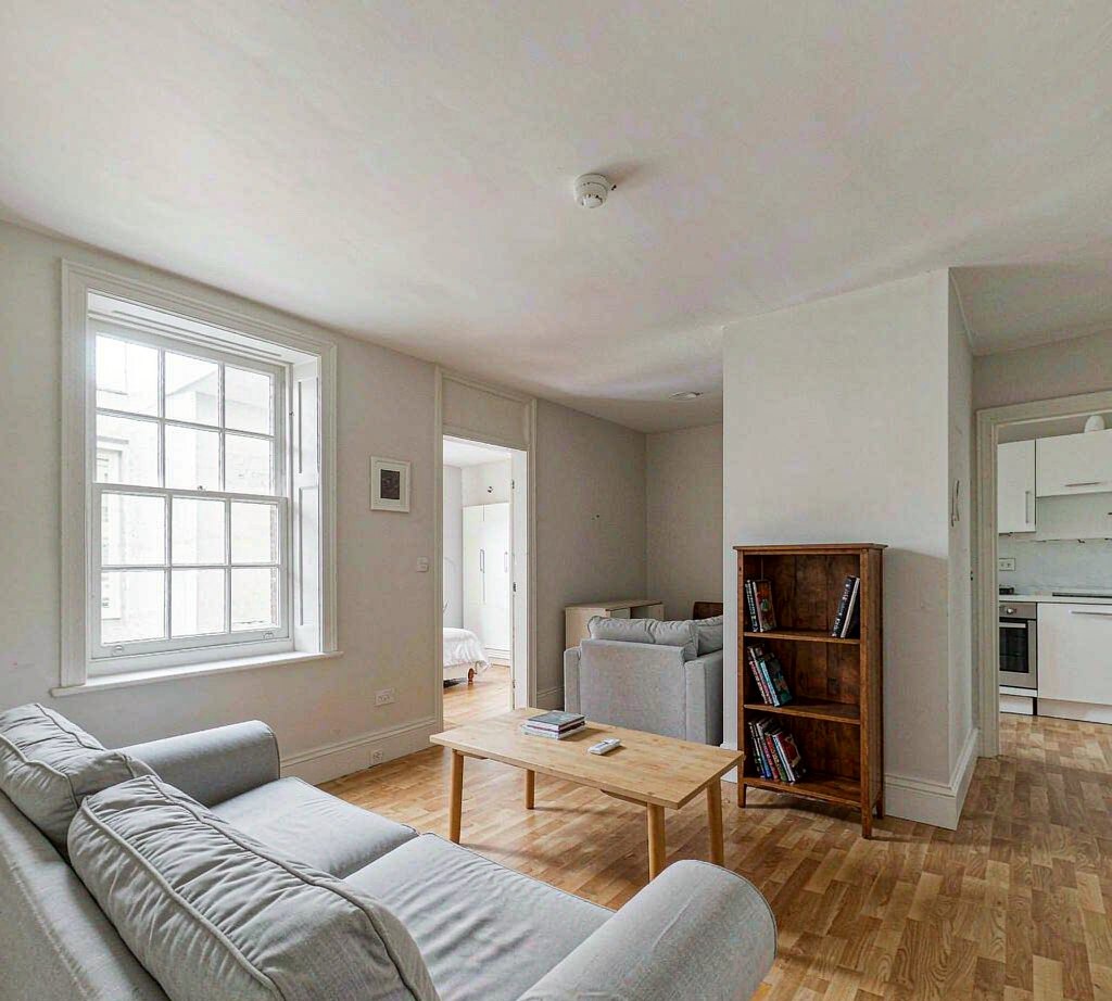 A one-bedroom rental flat with a separate living room