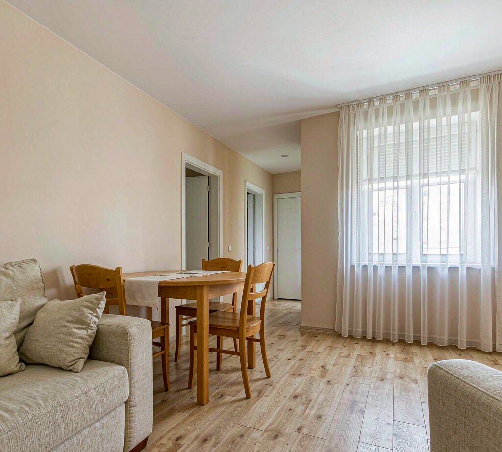 A two-bedroom rental flat with a bright living area